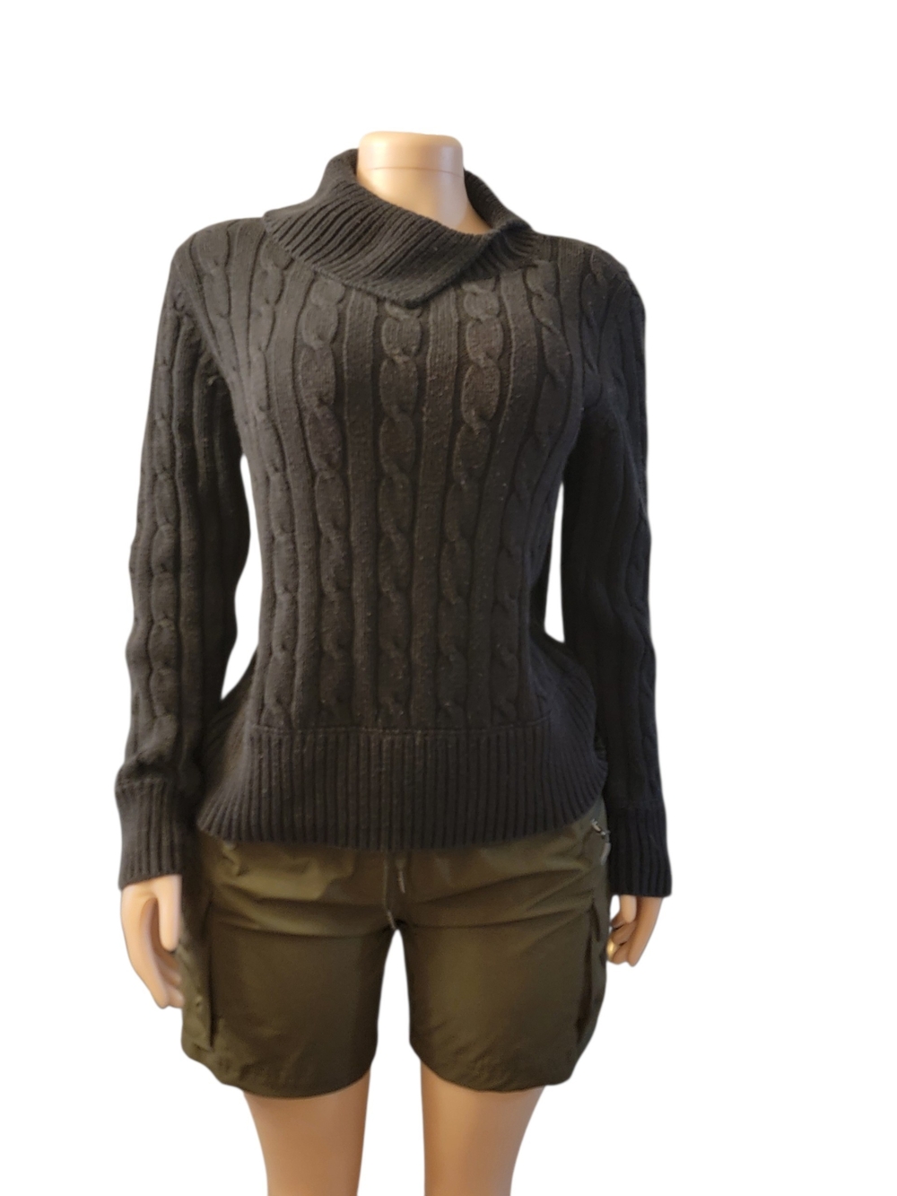 Liz Claiborne Charcoal Cable-Knit Turtleneck Sweater